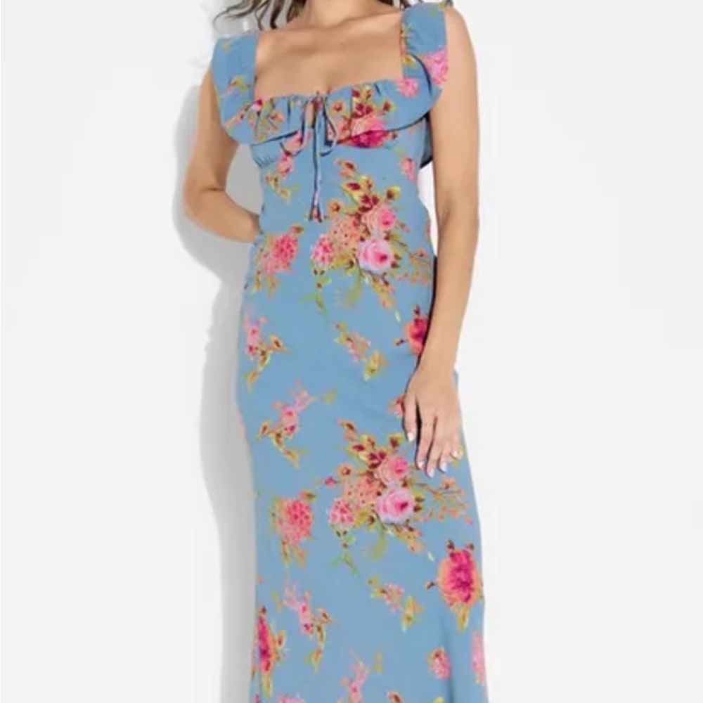 Wild Fable Feminine Blue Floral Maxi Dress - Picture 3 of 3